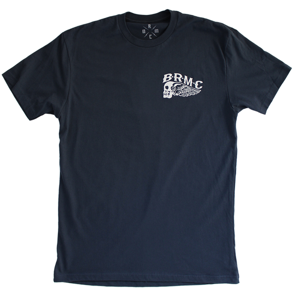 B.R.M.C.® WINGED SKULL NAVY TEE