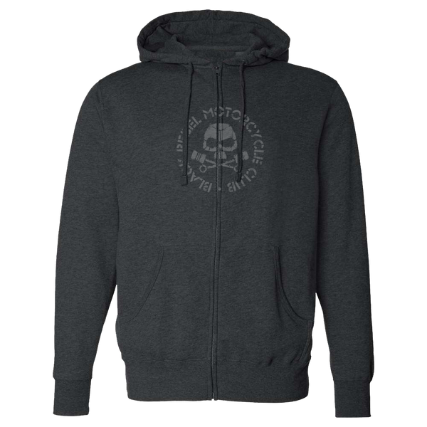 Black Rebel Motorcycle Club® SKULL & PISTONS CHARCOAL ZIP HOODIE