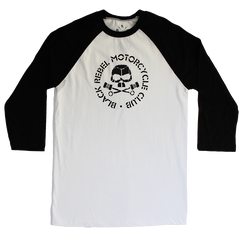 B.R.M.C.® SKULL & PISTONS WHITE & BLACK RAGLAN